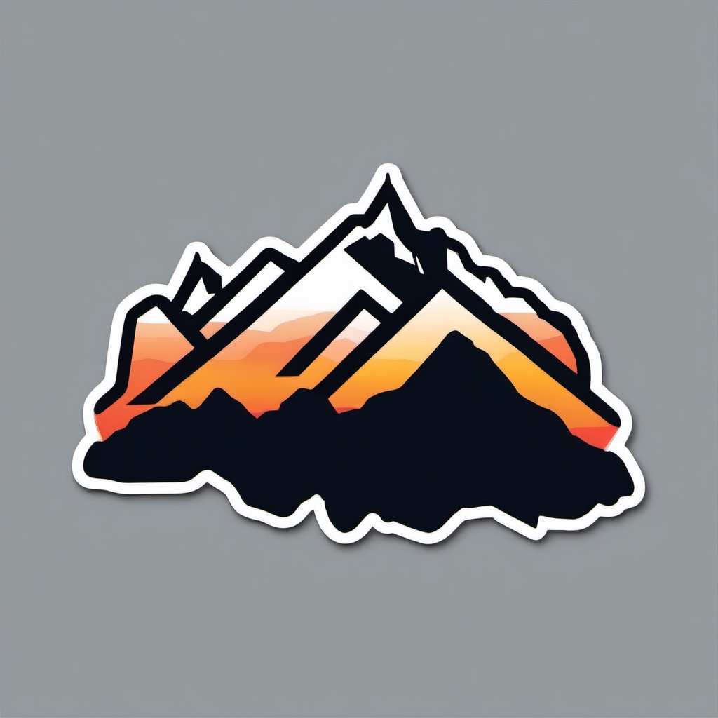 Mountain Silhouette Sticker - Rugged mountain silhouette, ,vector color sticker art,minimal