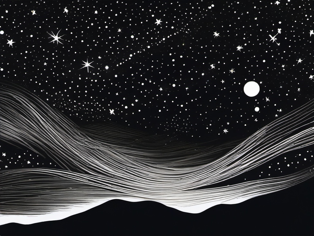 drawing of a galaxy with stars  minimal rough sketch scribbles,doodles,black and white