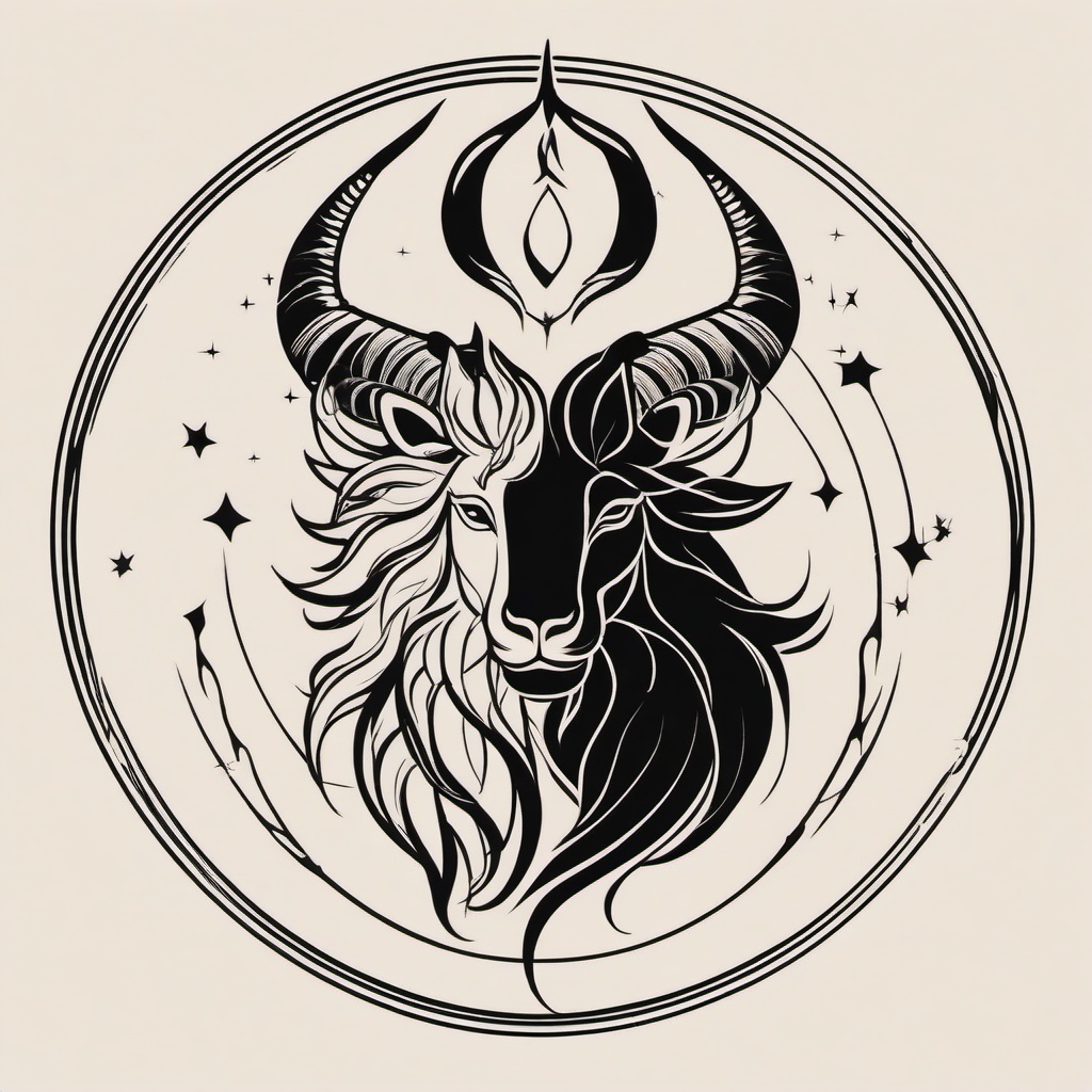 capricorn and leo tattoo  simple vector color tattoo