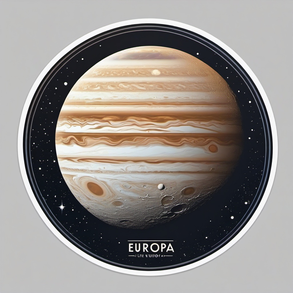 Jupiter's Moon Europa Sticker - Europa, a moon of Jupiter, in space, ,vector color sticker art,minimal