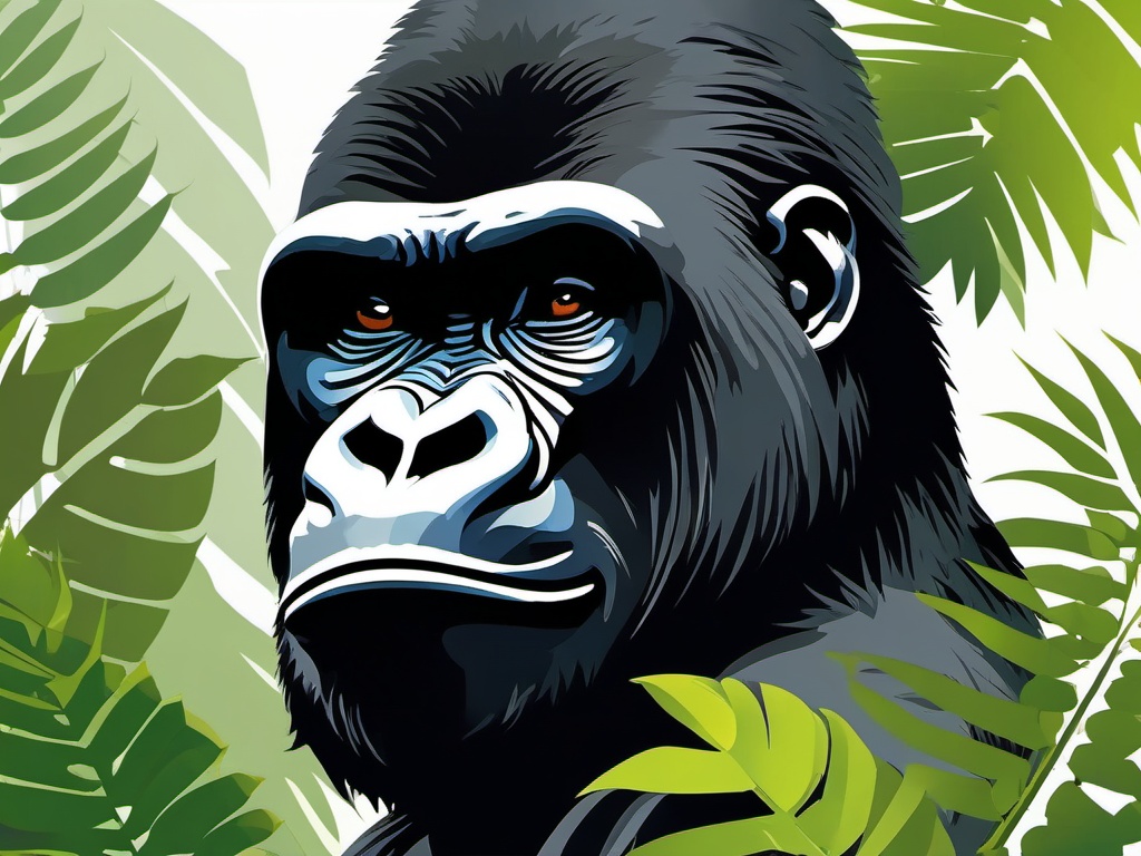 Gorilla clipart - Strong and intelligent primate in the jungle, ,vector color clipart,minimal