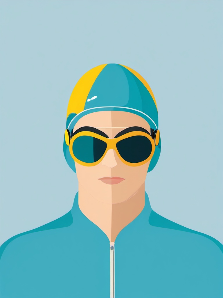 Swimmer clipart - swimmer with a swimming cap and goggles  color,minimalist,vector clipart