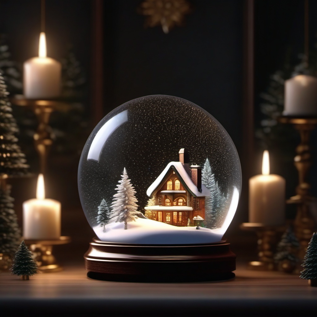 An enchanted snow globe brings a winter wonderland to life within a cozy home.  8k, hyper realistic, cinematic