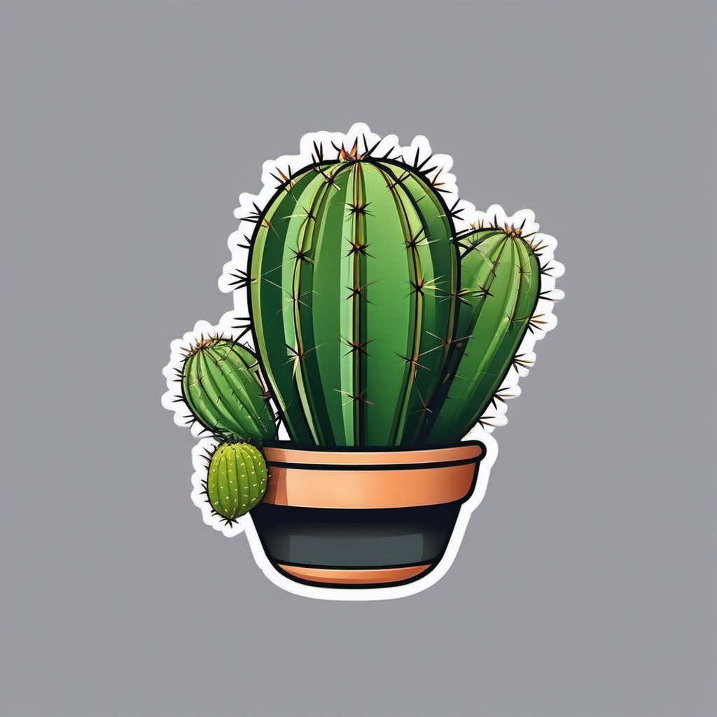 Cactus in pot sticker, Prickly , sticker vector art, minimalist design