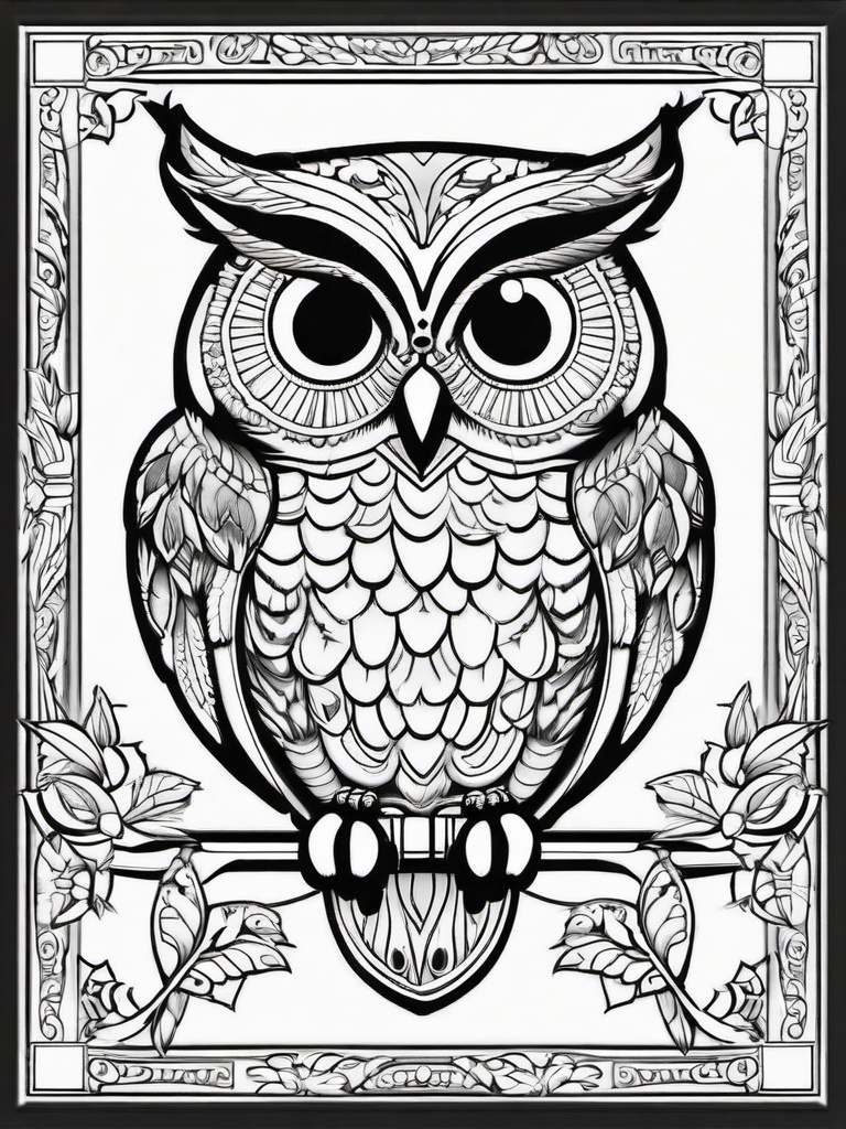 Owl Coloring Pages - Owl with a star  simple coloring pages