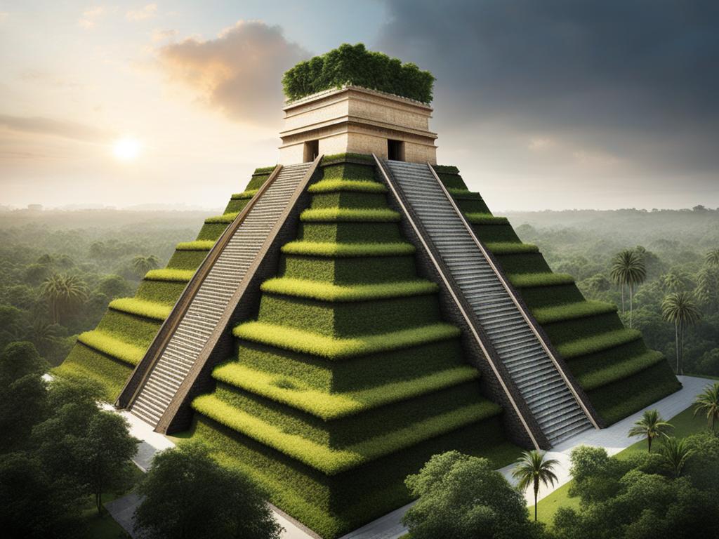 jungle metropolis: mayan pyramids transformed into living trees 