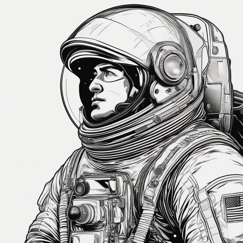 spaceman looks into space outline