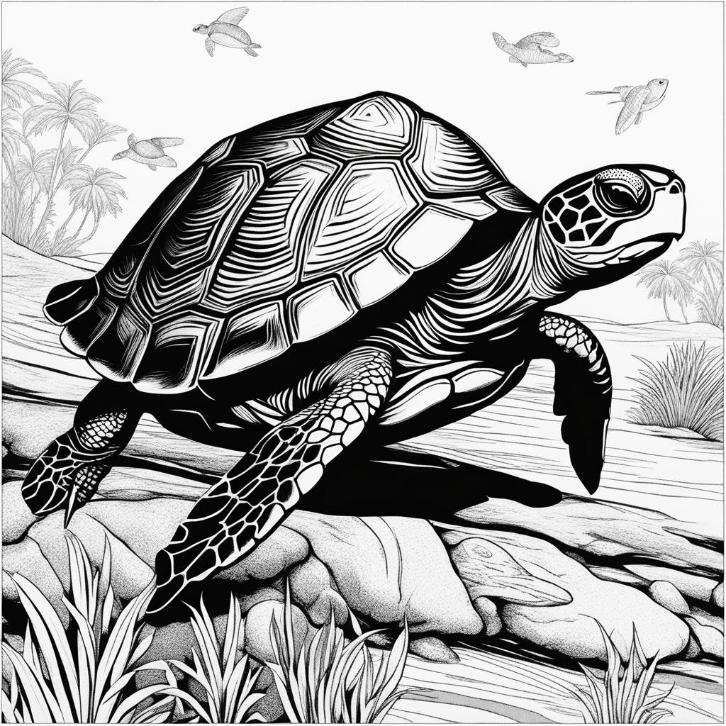 turtle clipart black and white 