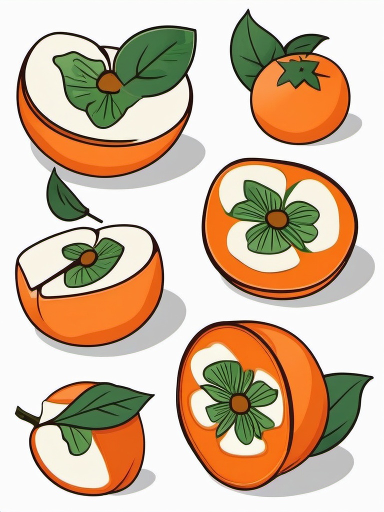 Persimmon Slices Clipart - Slices of ripe persimmon fruit.  color vector clipart, minimal style