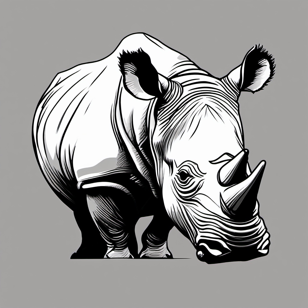 sketch of rhino  minimal rough sketch scribbles,doodles,black and white