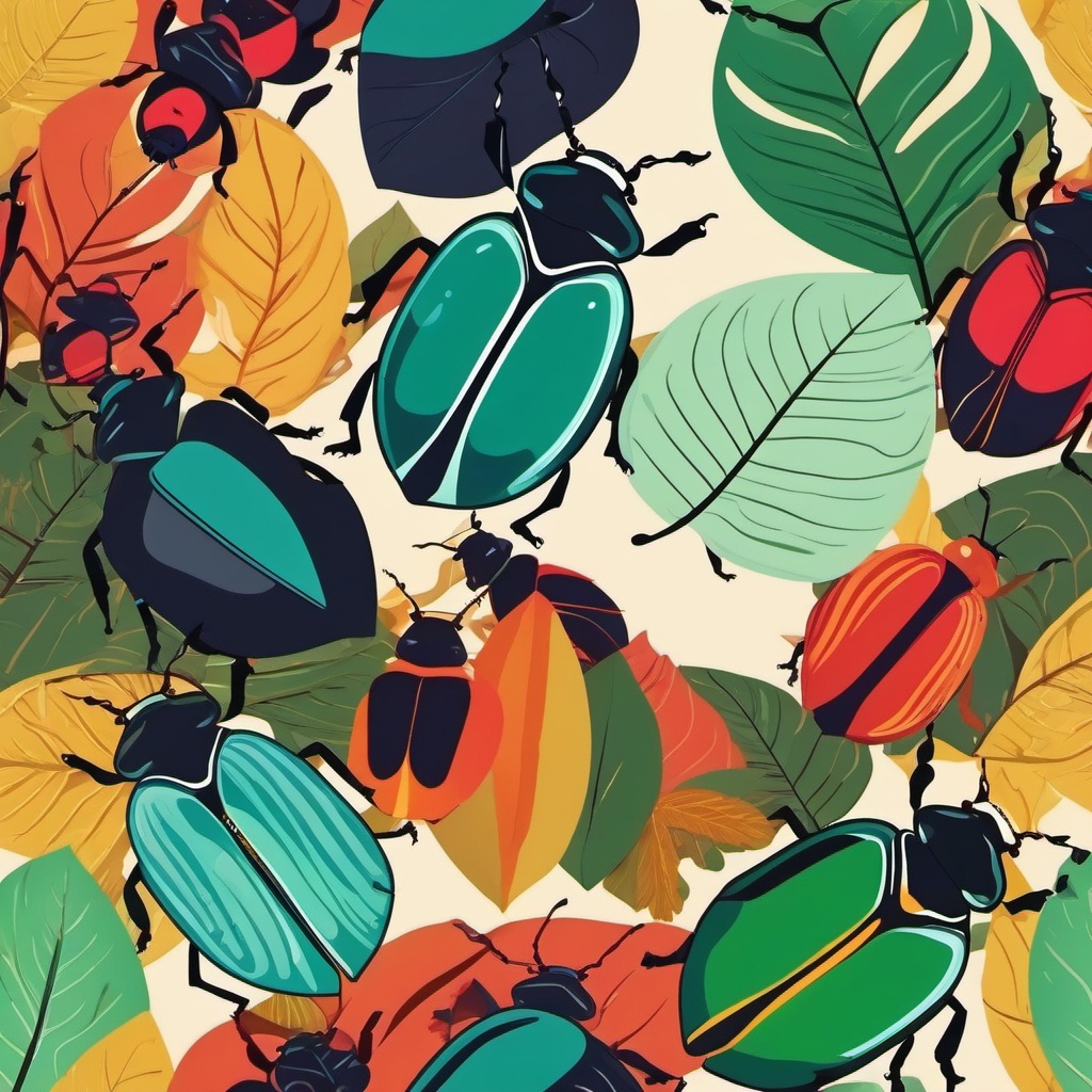 Leaf Beetle Clip Art - A leaf beetle with vibrant colors,  color vector clipart, minimal style