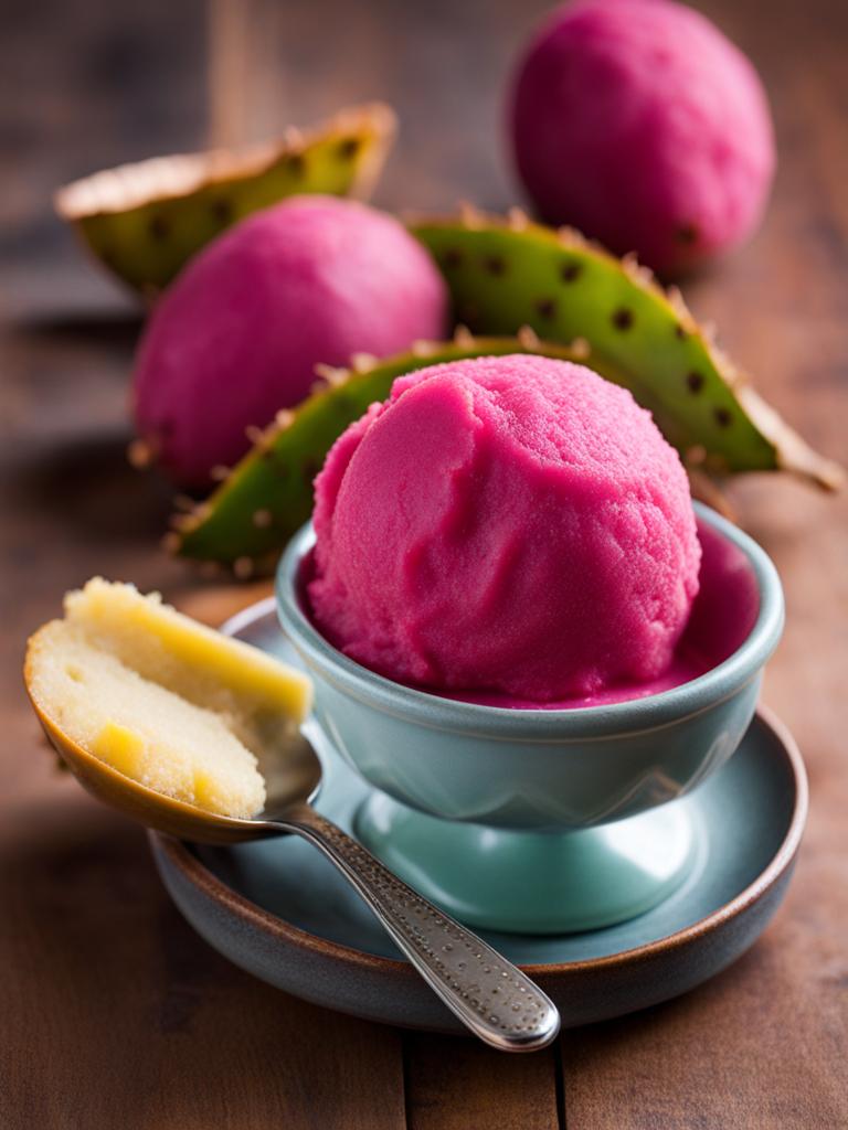 prickly pear cactus sorbet, a refreshing dessert made from cactus fruit. 