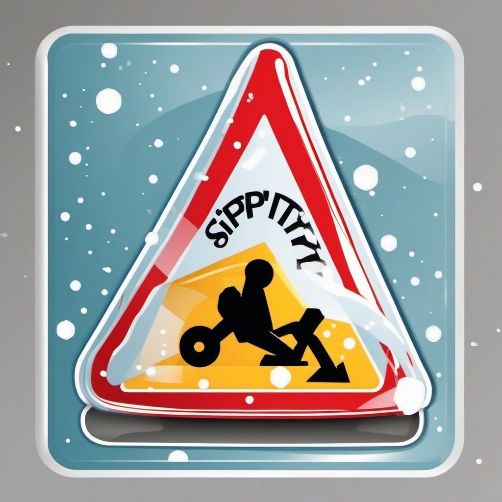 Icy road warning sticker- Slippery conditions, , sticker vector art, minimalist design