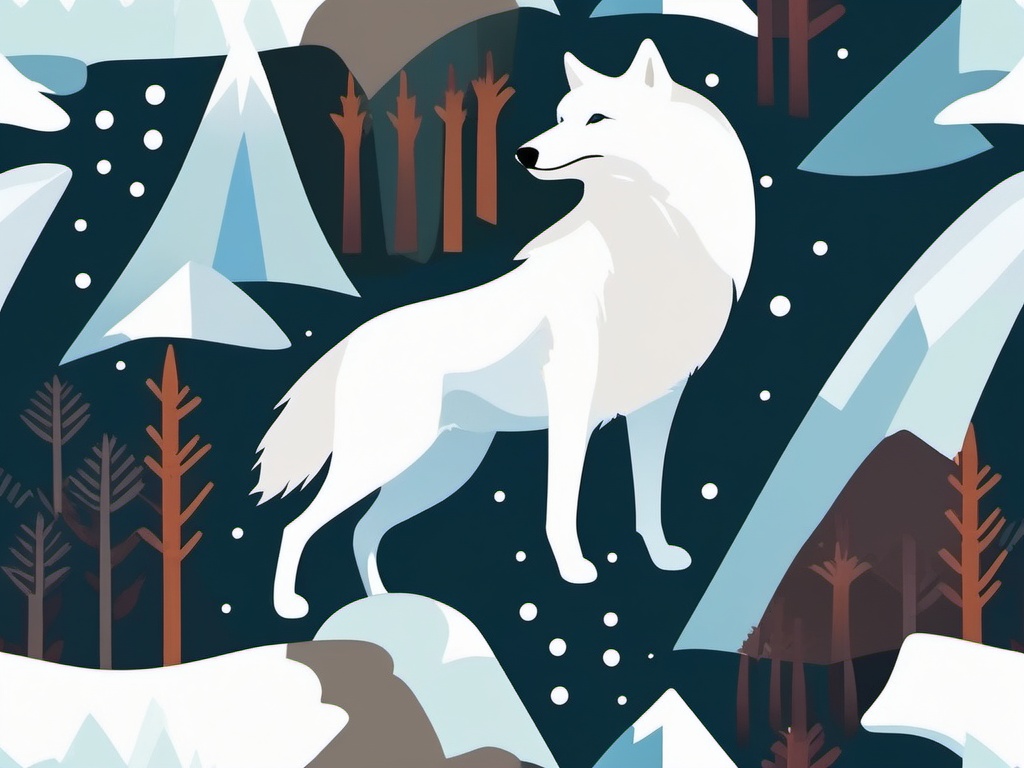 Arctic Wolf Clip Art - Arctic wolf blending into the snow,  color vector clipart, minimal style