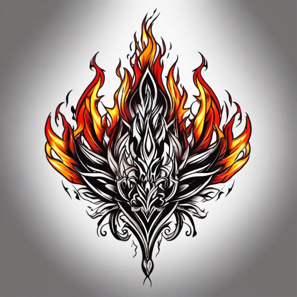 best fire tattoo  simple color tattoo,white background