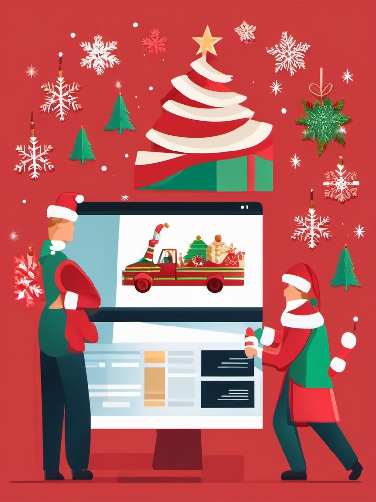 Christmas Clipart,Decorating a holiday-themed website  simple, 2d flat