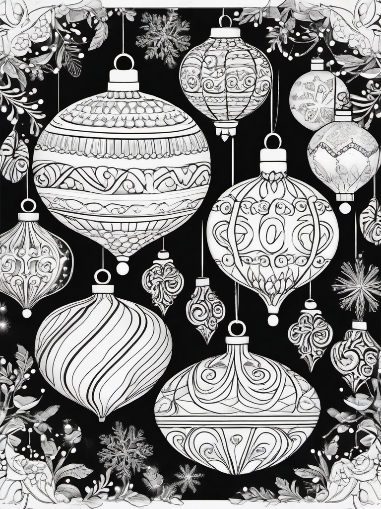 Coloring Sheets Christmas Ornaments  outling,coloring pages,black and whit