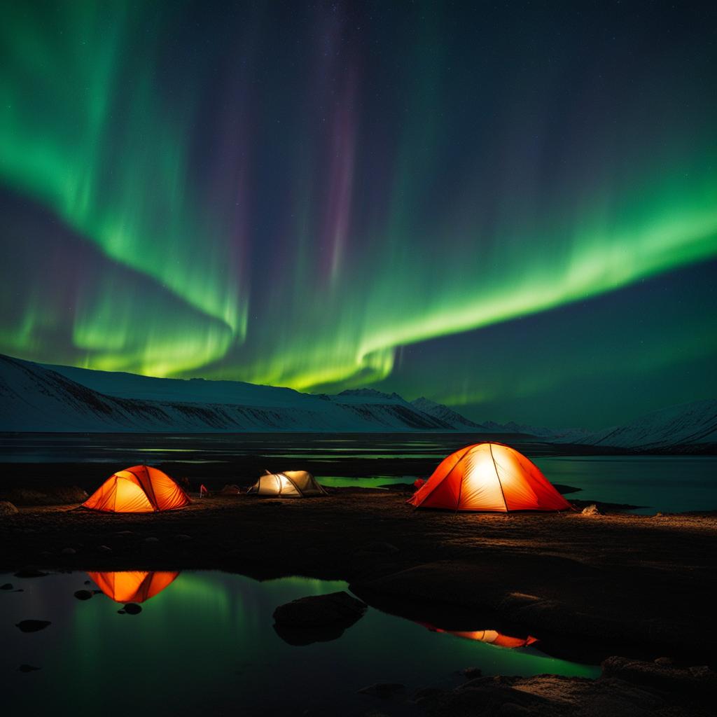 spitsbergen, norway - experiences the magic of the northern lights while camping in the arctic. 