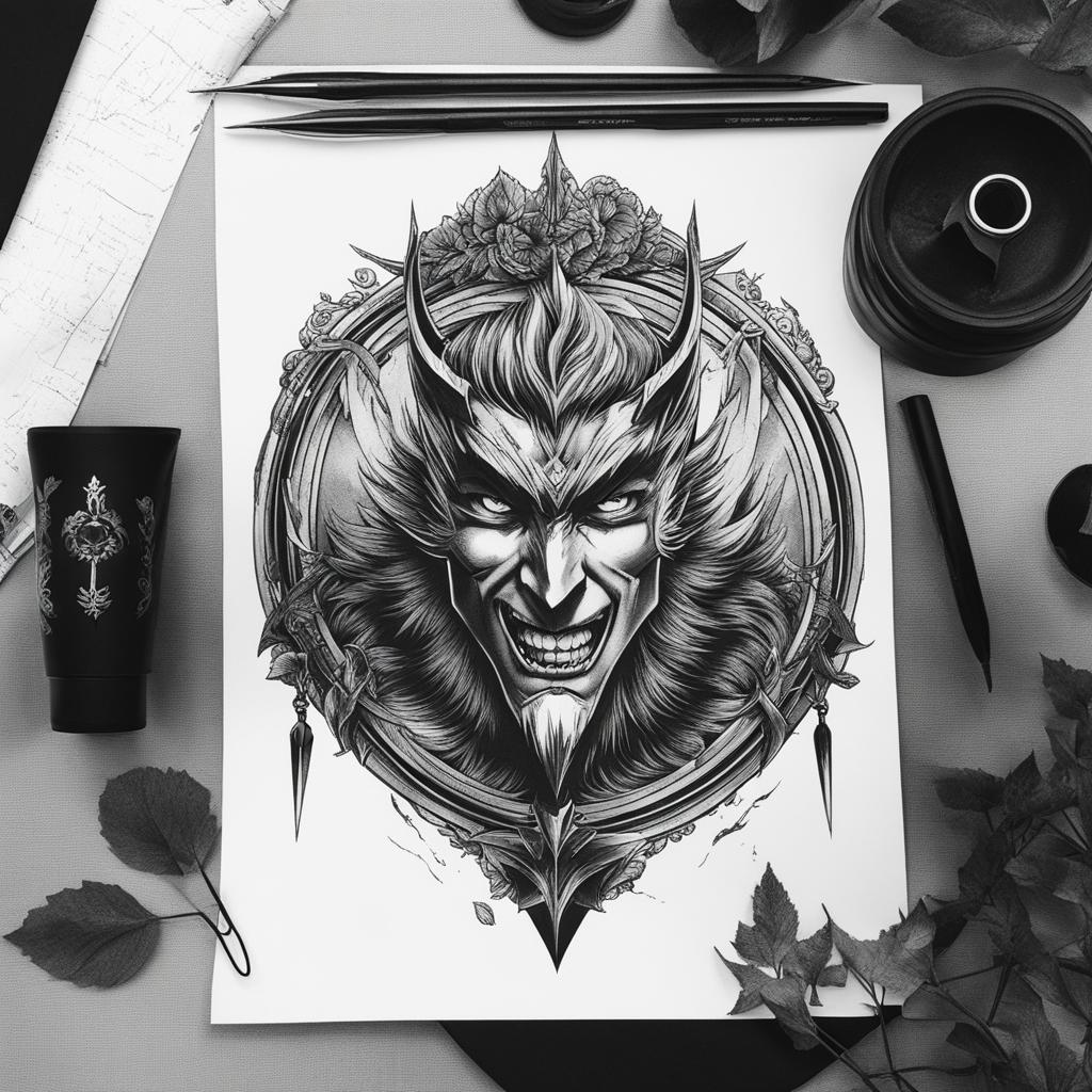 berserk tattoo black and white design 