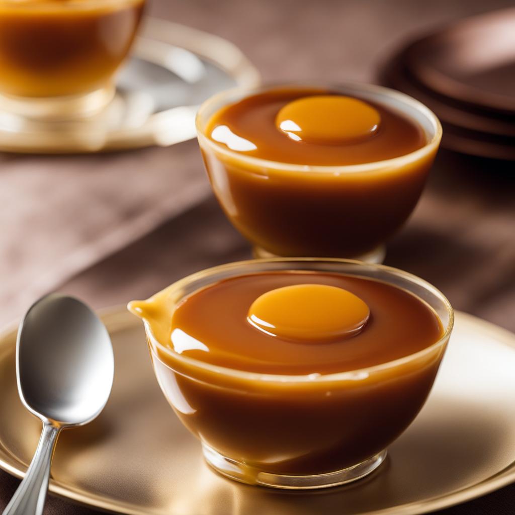 an individual serving of crème caramel, silky custard topped with a golden caramel glaze. 