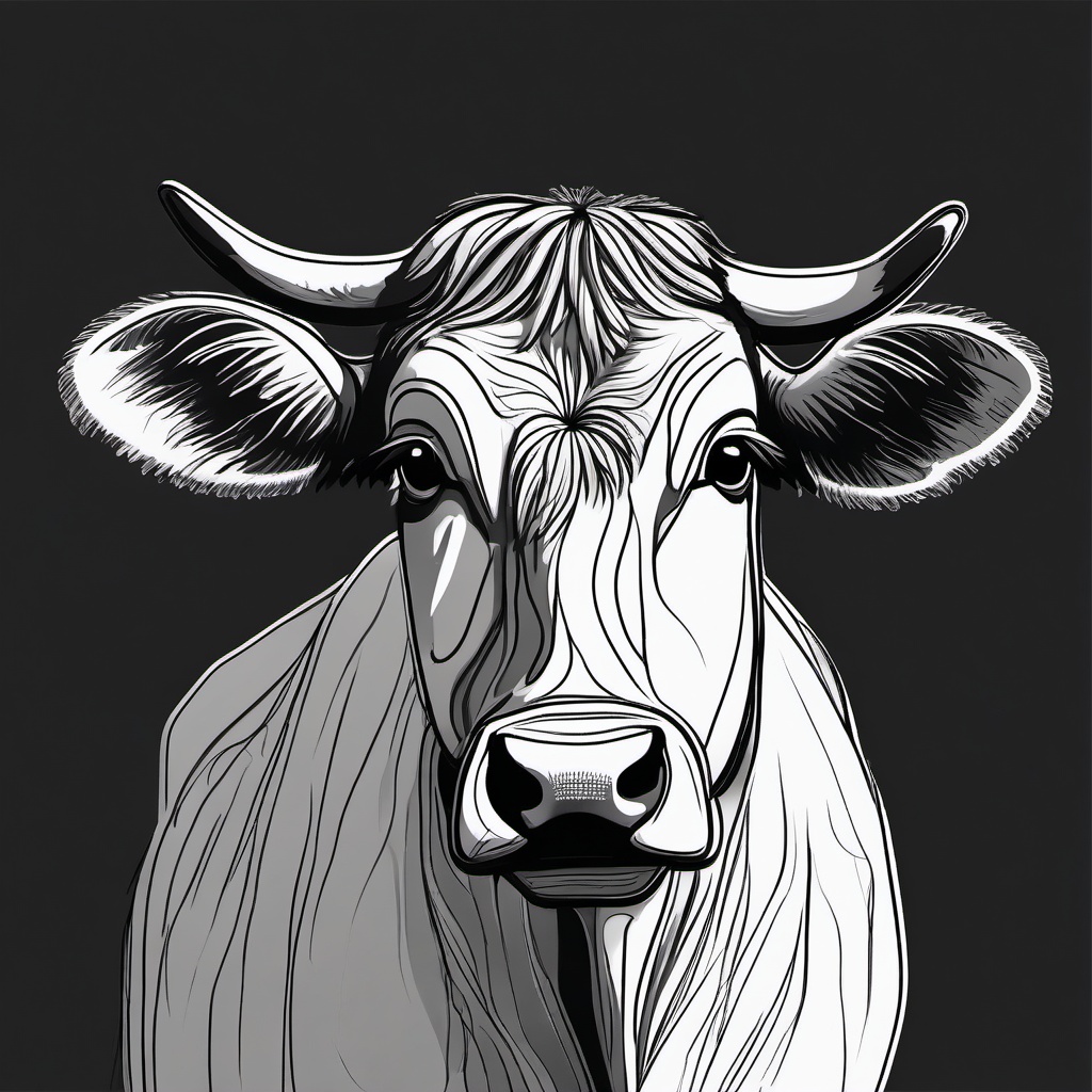 a sketch of a cow  minimal rough scribbles,doodles,black and white