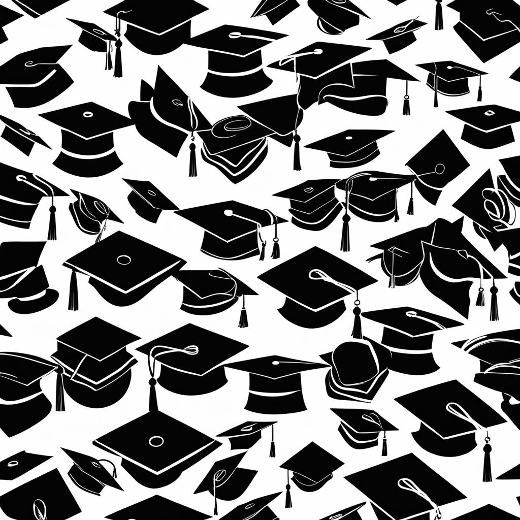 graduation cap clipart black and white 