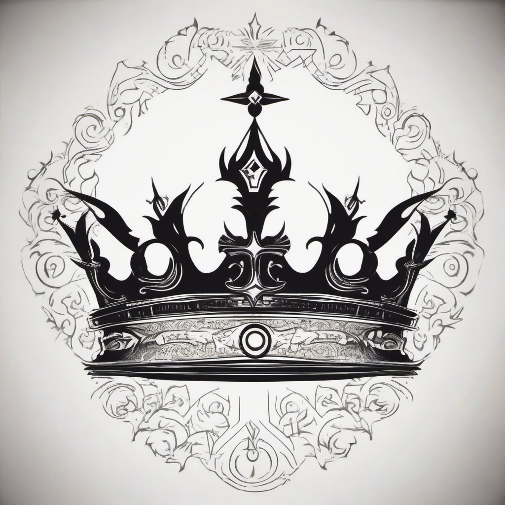 Crown silhouette  ,tattoo design, white background