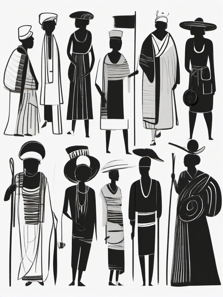 drawing of people in different cultures  minimal rough sketch scribbles,doodles,black and white