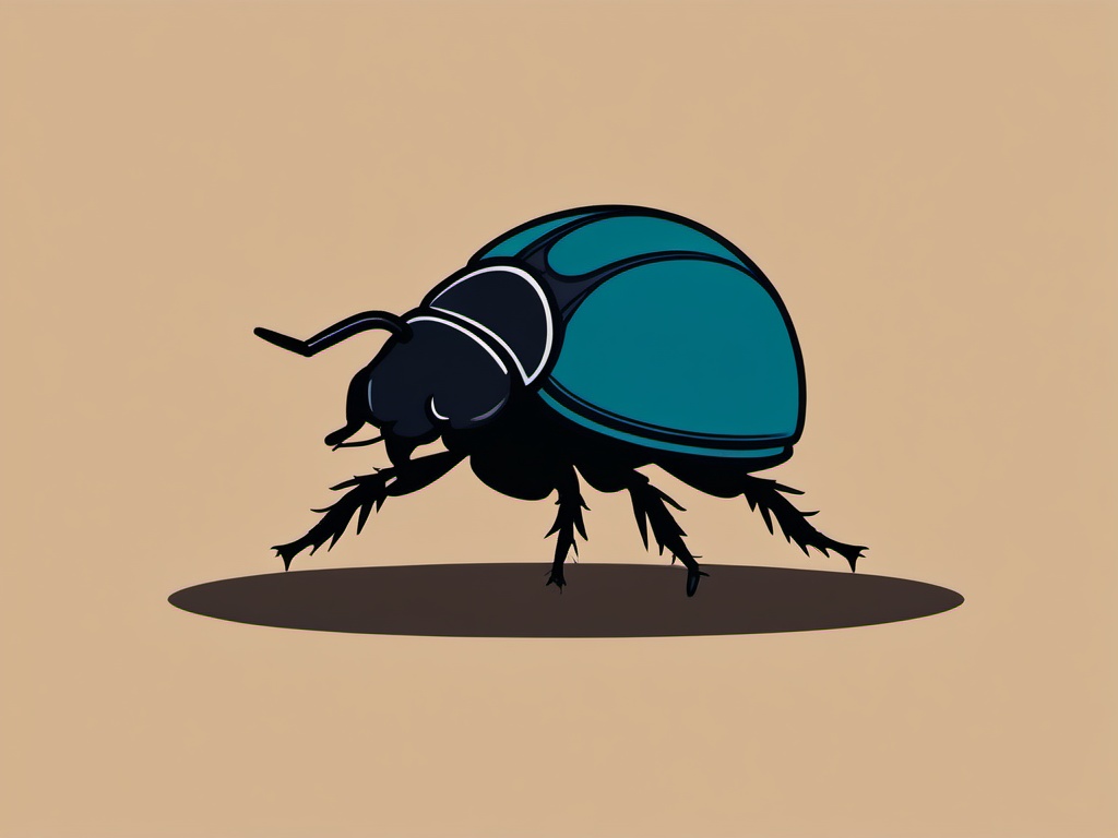 Dung Beetle Clip Art - A dung beetle rolling a dung ball,  color vector clipart, minimal style