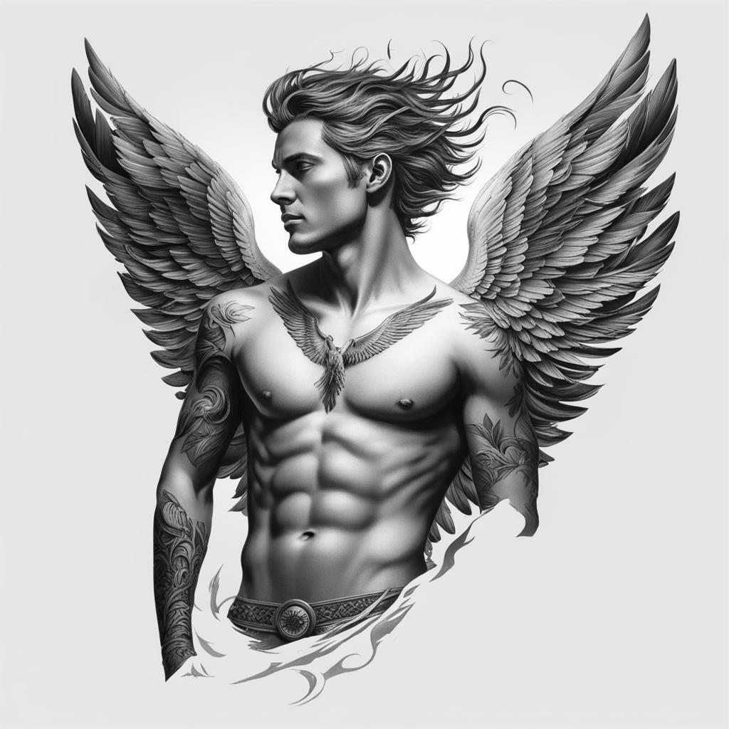 icarus tattoo no skin,white background