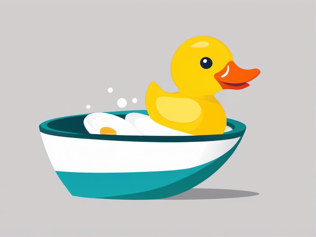 Toilet clipart - toilet bowl with a rubber duck floating  color,minimalist,vector clipart