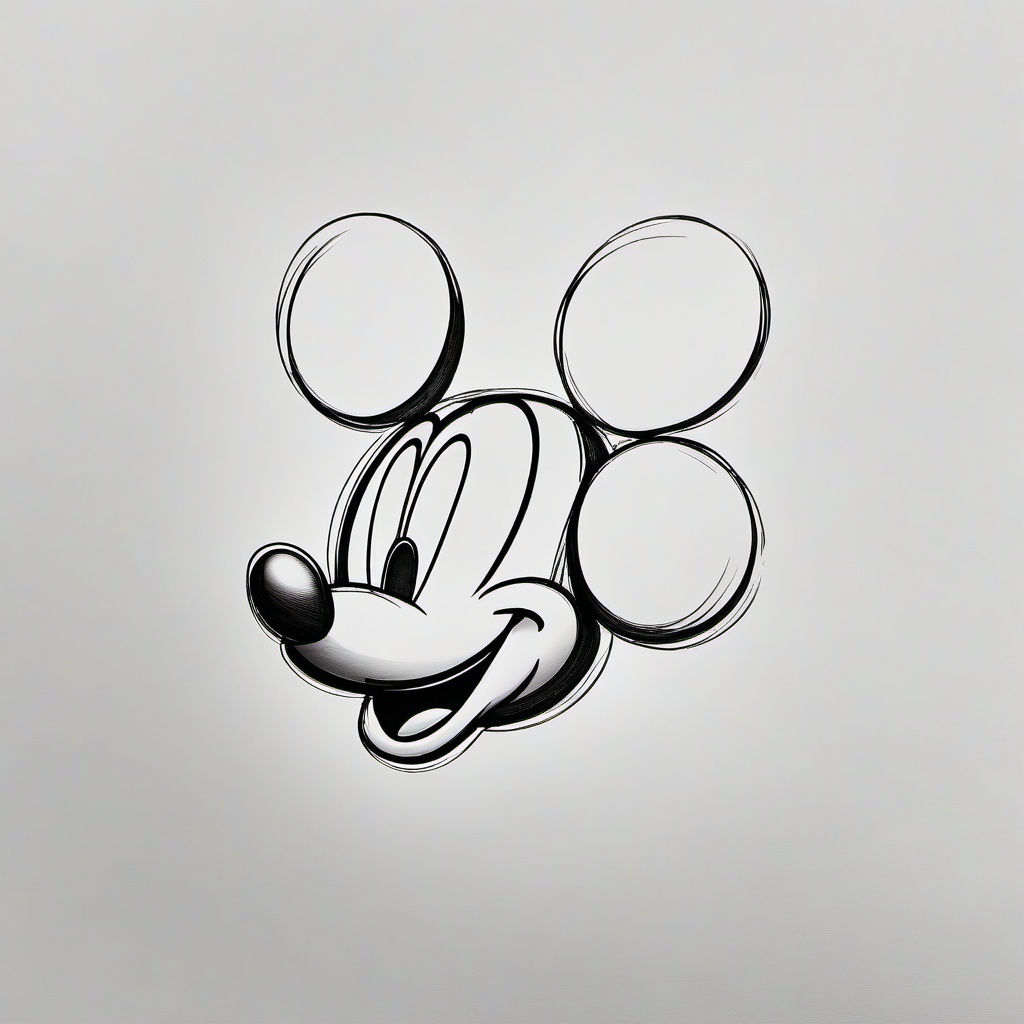 pencil drawing of mickey mouse  minimal rough sketch scribbles,doodles,black and white