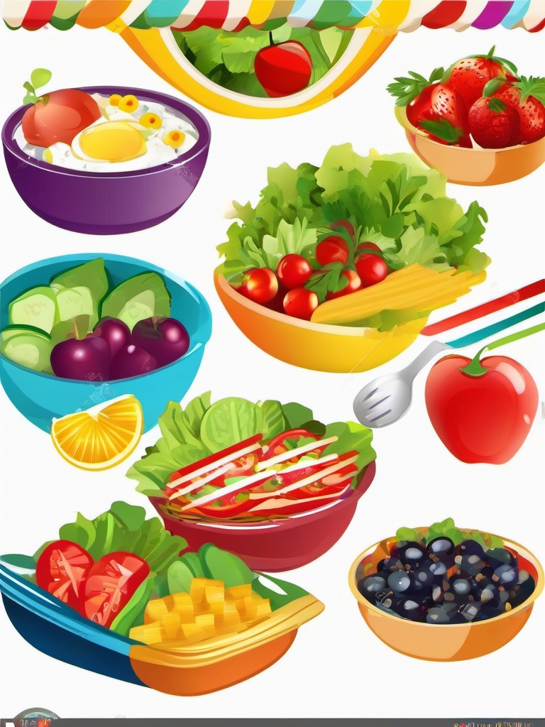 Lunch clipart - colorful salad bowl  clipart