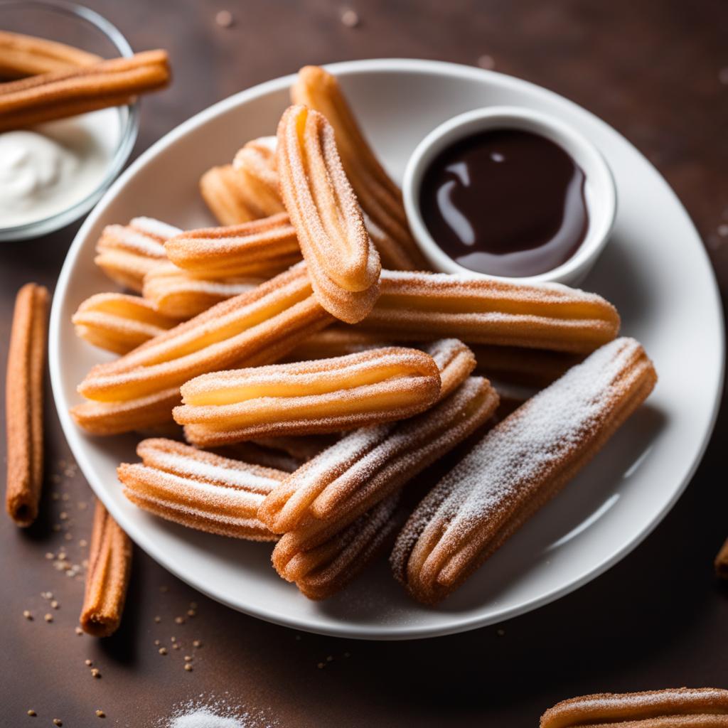 plate of delicate churros, fried to perfection and coated in cinnamon sugar. 