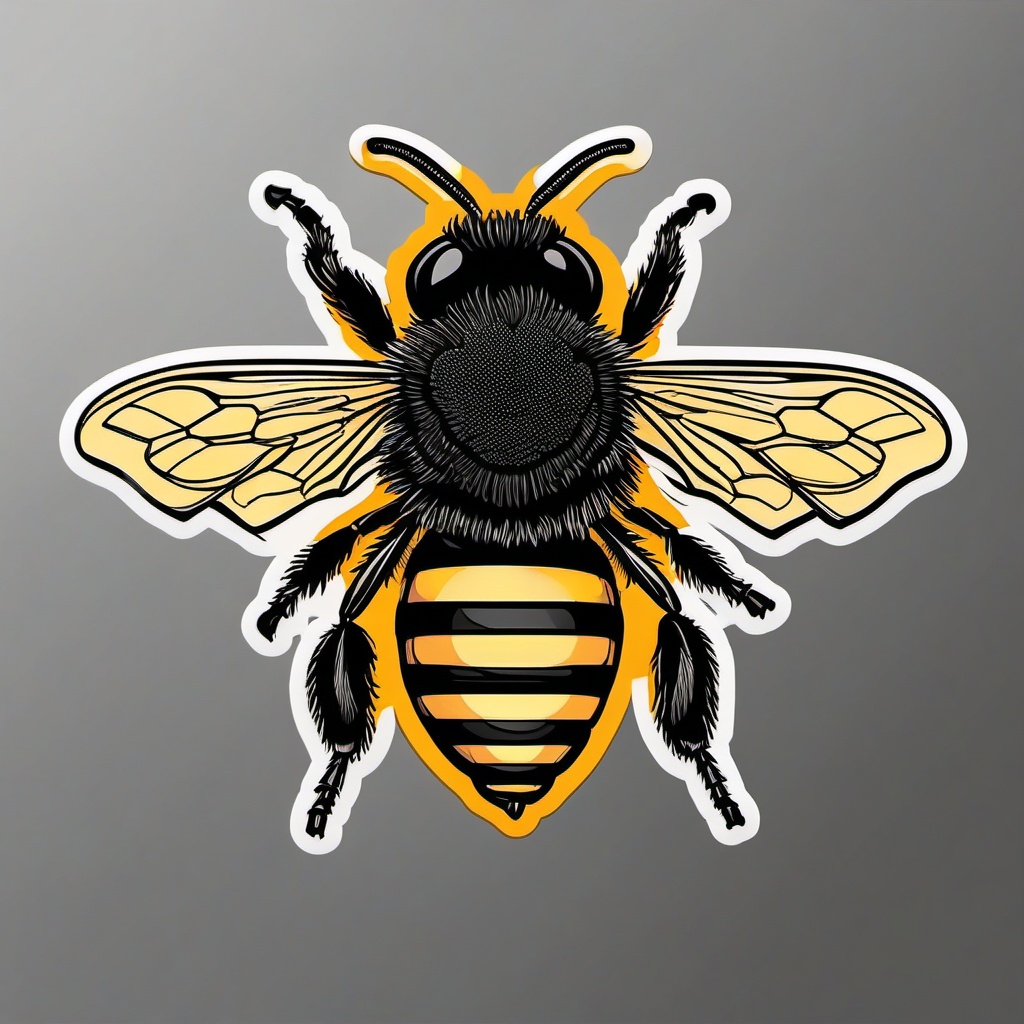 Bee Sticker - Detailed bee illustration, ,vector color sticker art,minimal