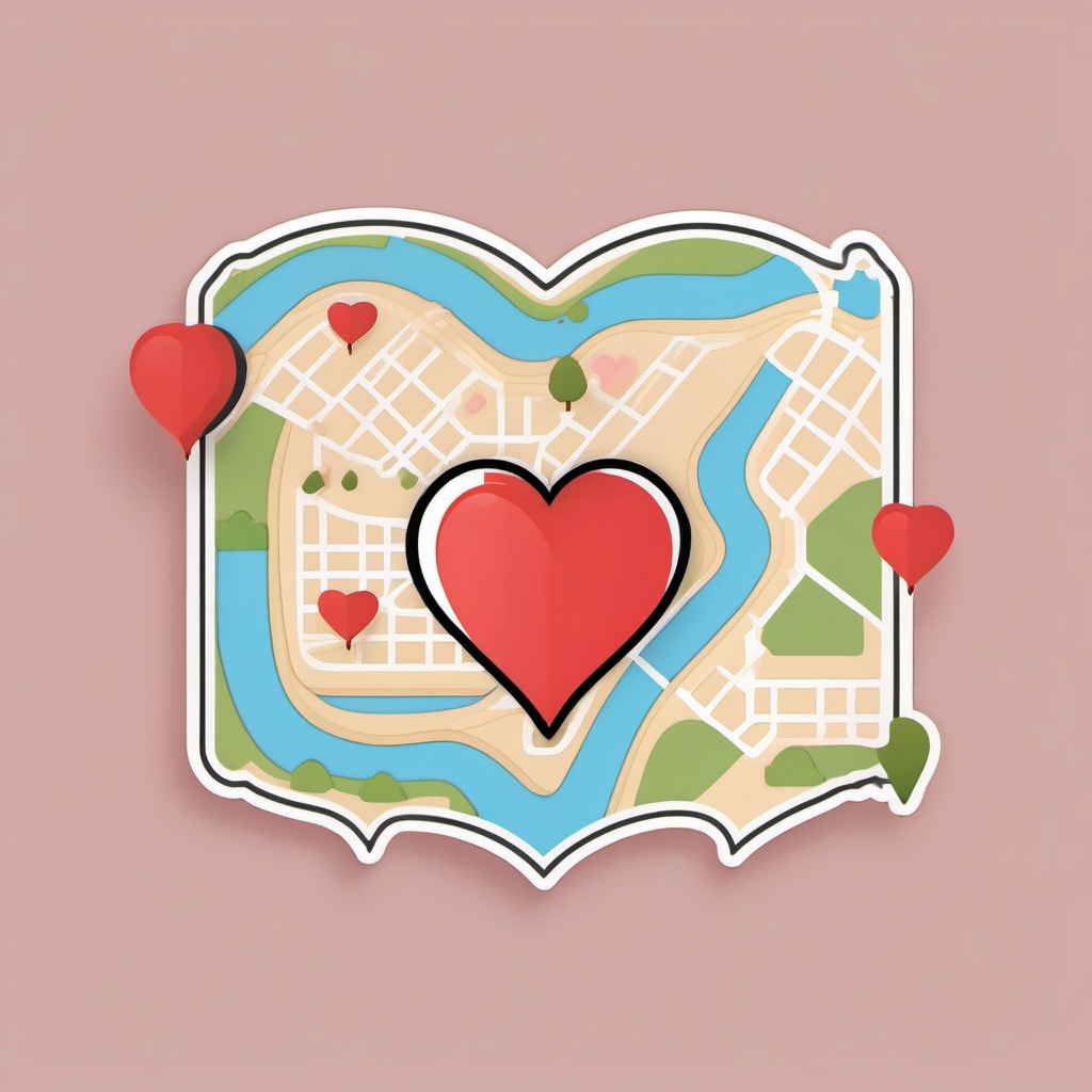 Love Map Pin Emoji Sticker - Marking the spot where love began, , sticker vector art, minimalist design