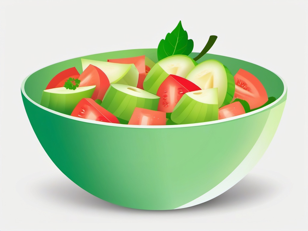 Honeydew Melon Salad Bowl Clipart - A bowl of honeydew melon salad.  color vector clipart, minimal style