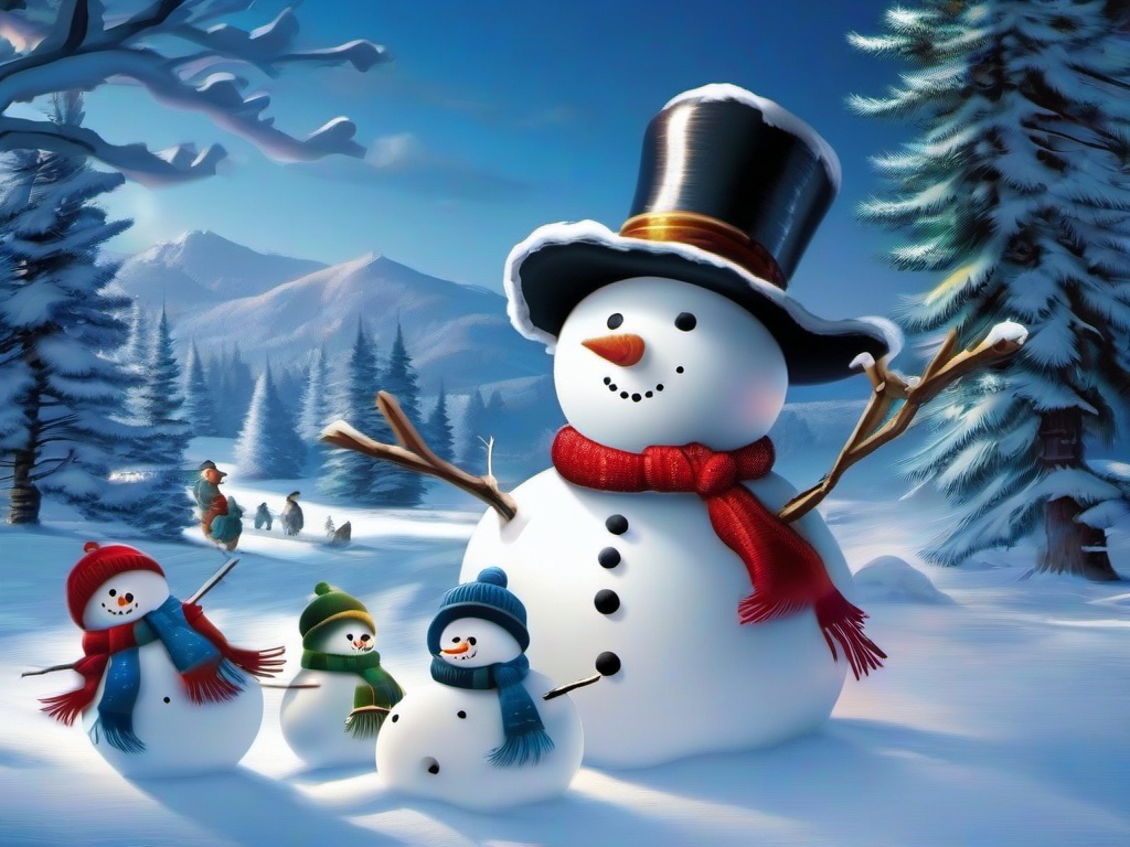 Winter Snowman Wallpaper  