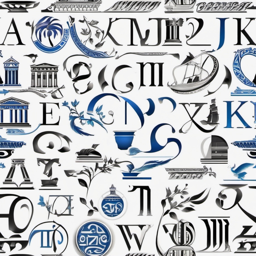 Greek Alphabet Tattoo - Showcase your appreciation for Greek culture with a tattoo featuring elegant Greek alphabet characters.  simple color tattoo design,white background