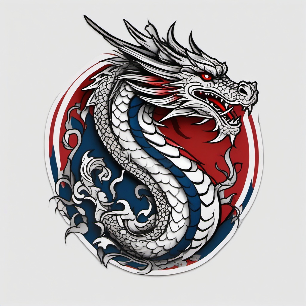 American Traditional Tattoo Dragon - Tattoos with a traditional American aesthetic featuring dragon motifs.  simple color tattoo,minimalist,white background