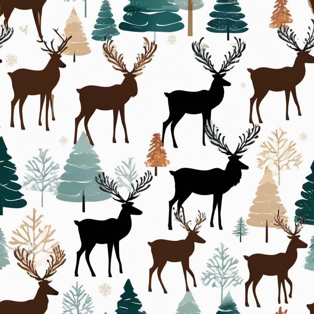 Reindeer clipart - reindeer in a snowy forest  