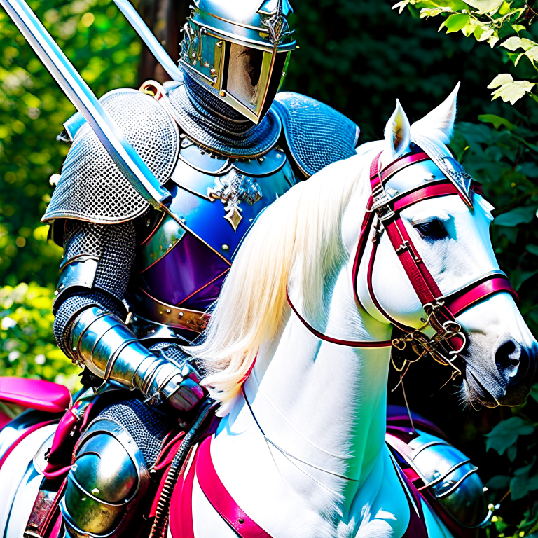 noble knight clad in gleaming armor, riding into jousting tournaments with lance ready. 