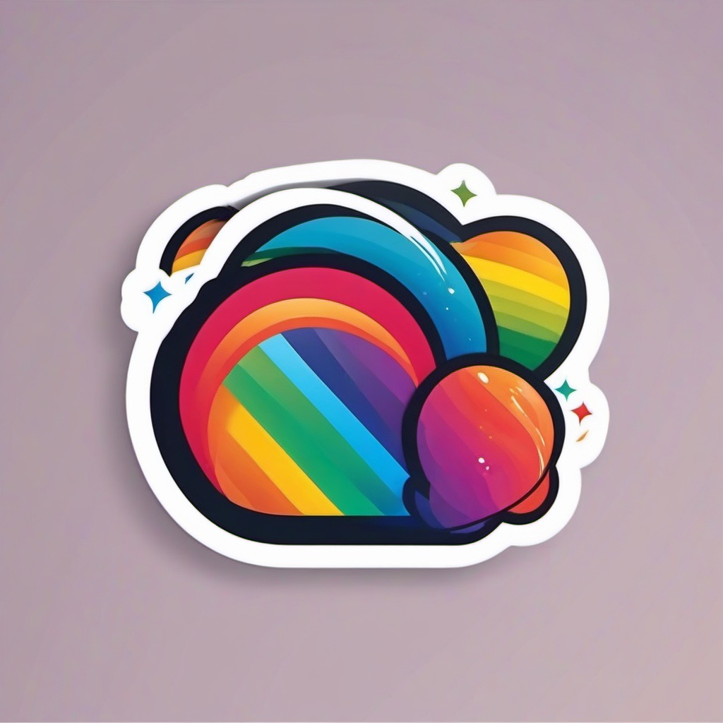 Rainbow Drops Sticker - Drops of color forming a vibrant rainbow, ,vector color sticker art,minimal