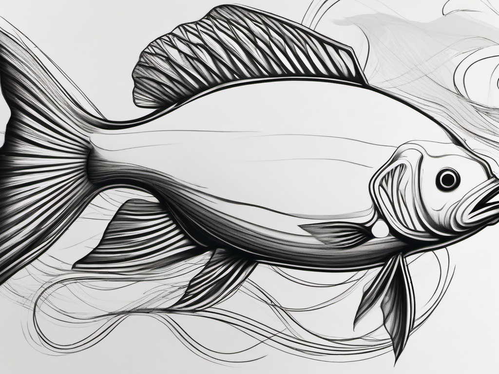 pencil sketch of fish  minimal rough sketch scribbles,doodles,black and white