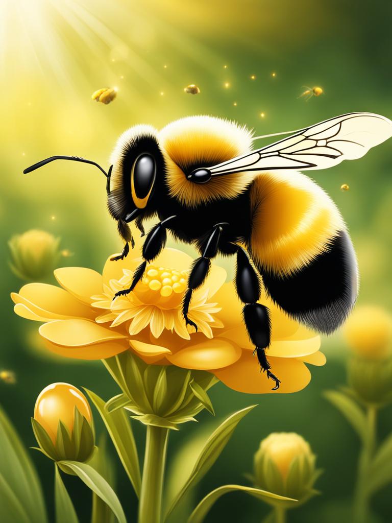 bumblebee clipart,collecting golden honey in a sunlit meadow 