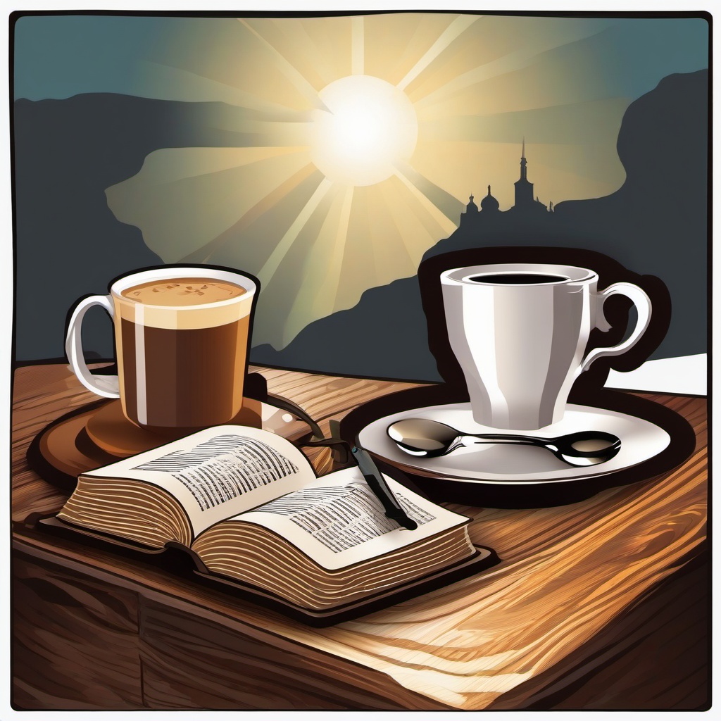 Bible clipart - Bible and coffee cup for morning devotion  