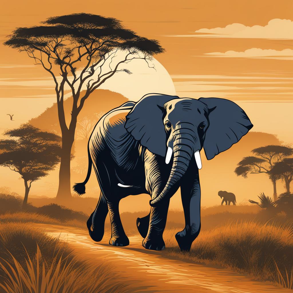 elephant clipart,parading majestically through an african savannah 