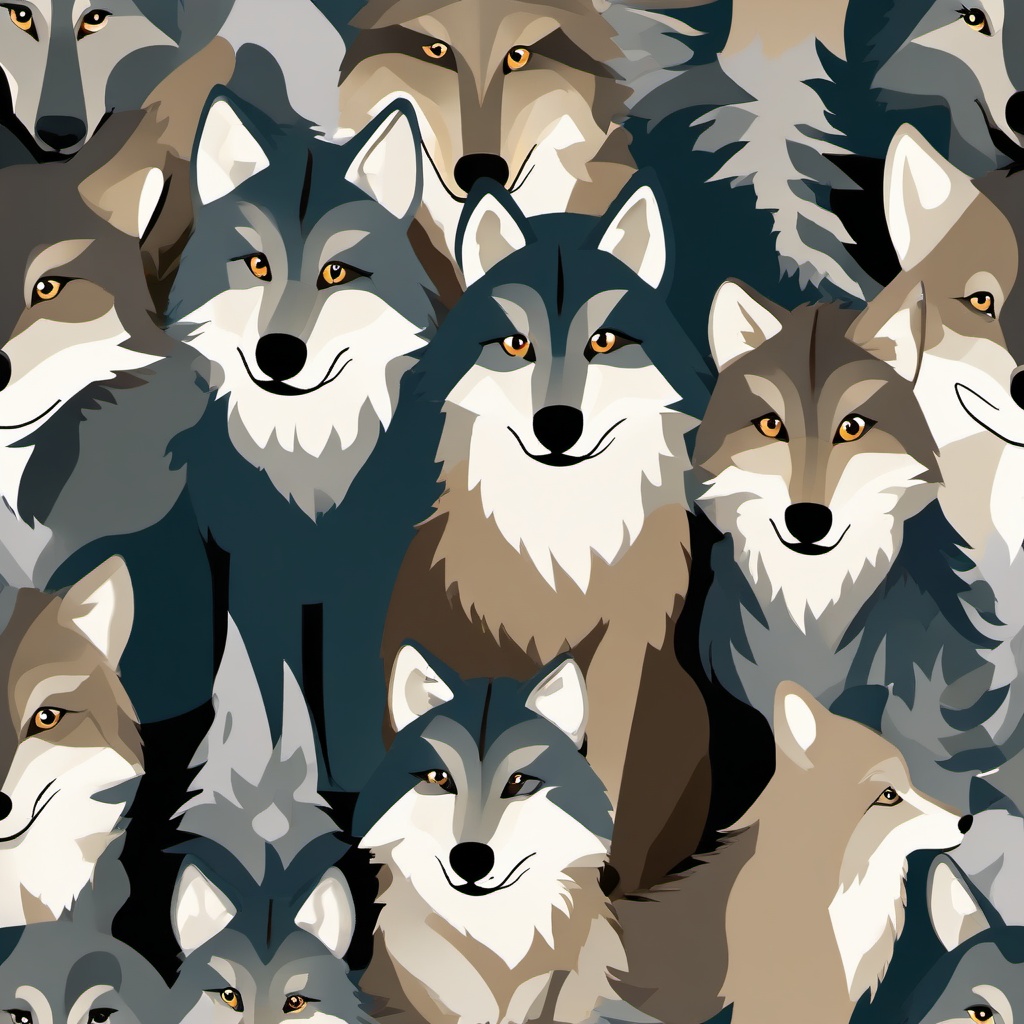 Wolf clipart - wolf family together  clipart