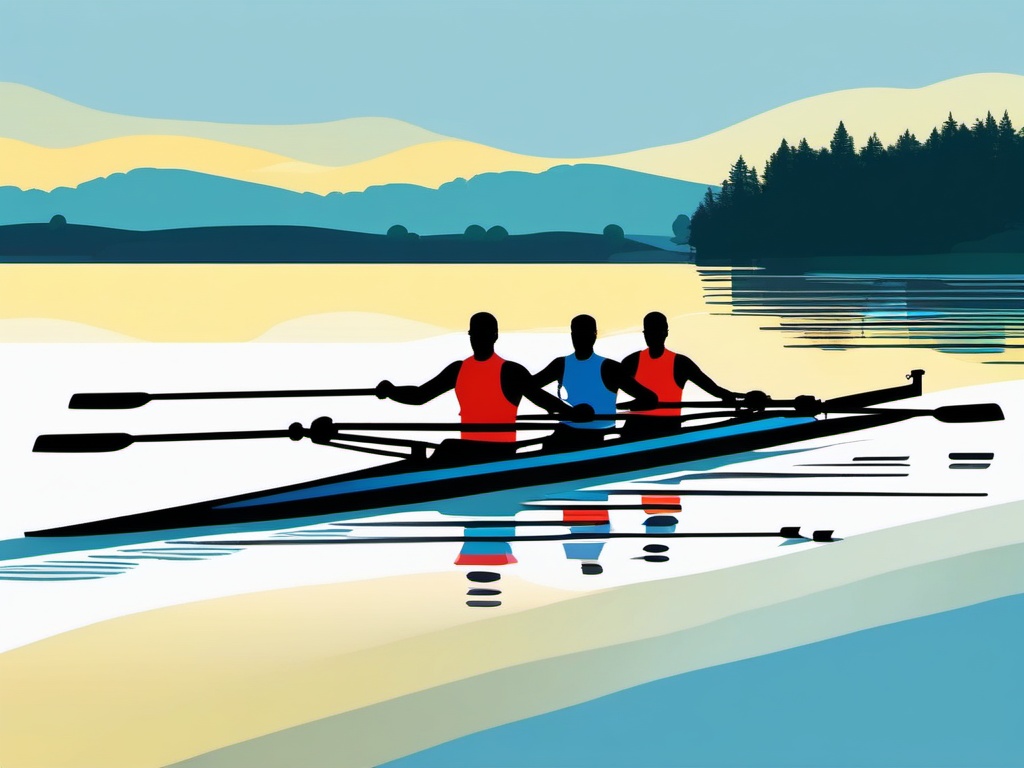 Rowing Race clipart - A competitive rowing race on the lake., ,vector color clipart,minimal