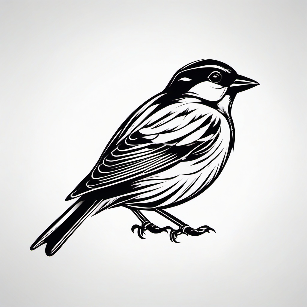 black and white sparrow tattoo  minimalist color tattoo, vector